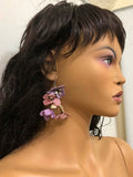 Pink and Purple Poppy Earrings
