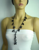 BlackBerryTied Crocheted necklace - Black Bery necklace with semi-precious ONYX stones
