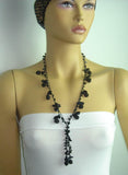 BlackBerryTied Crocheted necklace - Black Bery necklace with semi-precious ONYX stones