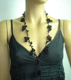 Black Grape Tied Crocheted necklace - Handmade Necklace