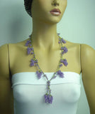 Lavender Grape Tied Crocheted necklace - Lilac Grape necklace