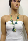 Green Tied Necklace with semi-precious Jade Stones