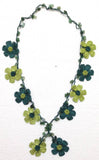 Green Tied Necklace with semi-precious Jade Stones
