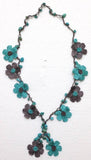 Aqua Green and Grey Tied Necklace with semi-precious Turquoise Stones