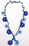 Indigo Blue and Ice Blue Tied Necklace with semi-precious Stones