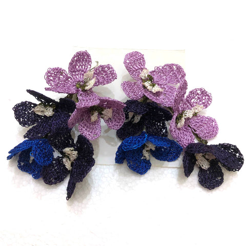 Blue and Lilac Poppy Earrings