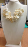 White and Cream Bouquet Necklace - Crochet OYA Lace Necklace