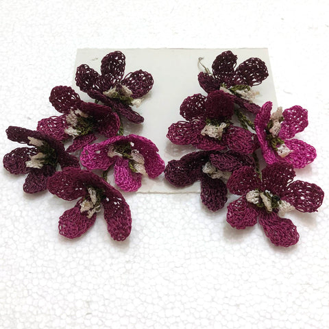 Plum Purple Poppy Earrings