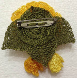 Yellow ROSE Hand Crocheted Brooch - Flower Pin- Unique Turkish Lace - Brooches Jewelry - Fabric Flower Brooch