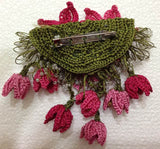 PINK Hand Crochet Brooch - Flower Pin- Gift for Mom - Gift for Mother - Gift for Her - Unique Lace Brooches Jewelry - Fabric Flower Brooch