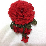 RED Christmas Brooch - 3D Hand Crocheted Flower Pin- Unique Turkish Lace - Brooches Jewelry - Fabric Flower Brooch