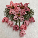 Pink Hand Crochet Brooch - Flower Pin- Gift for Mom - Gift for Mother - Gift for Her - Unique Lace Brooches Jewelry - Fabric Flower Brooch
