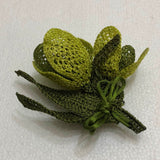 Green Tulip Hand Crochet Brooch - Flower Pin- Gift for Mom - Gift for Mother - Gift for Her - Unique Lace Brooches Jewelry - Fabric Flower Brooch