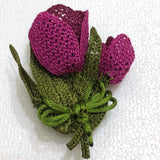 Cyclamen pinkish purple Plum color 3D Tulip Hand Crochet Oya Brooch - Flower Pin- Gift for Mom - Gift for Mother - Gift for Her - Unique Lace Brooches Jewelry - Fabric Flower Brooch