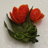 Orange 3D Tulip Hand Crochet Oya Brooch - Flower Pin- Gift for Mom - Gift for Mother - Gift for Her - Unique Lace Brooches Jewelry - Fabric Flower Brooch
