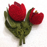 Red 3D Tulip Hand Crochet Oya Brooch - Flower Pin- Gift for Mom - Gift for Mother - Gift for Her - Unique Lace Brooches Jewelry - Fabric Flower Brooch
