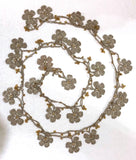 Beige Crochet beaded flower lariat necklace with gold beads - Crochet Accessory - Turkish Crochet Oya - OYA Turkish Crochet Lace - Crochet Jewelry