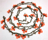Salmon and Orange 3 Leaf Clover Crochet beaded flower lariat necklace with beads - Crochet Accessory - Turkish Crochet Oya - OYA Turkish Crochet Lace - Crochet Jewelry