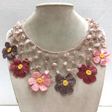 Romantic Pink Choker Necklace with Crocheted Flower Oya and pink Quartz stone