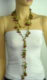 RED CHERRY Lariat Necklace - Red Crocheted Necklace
